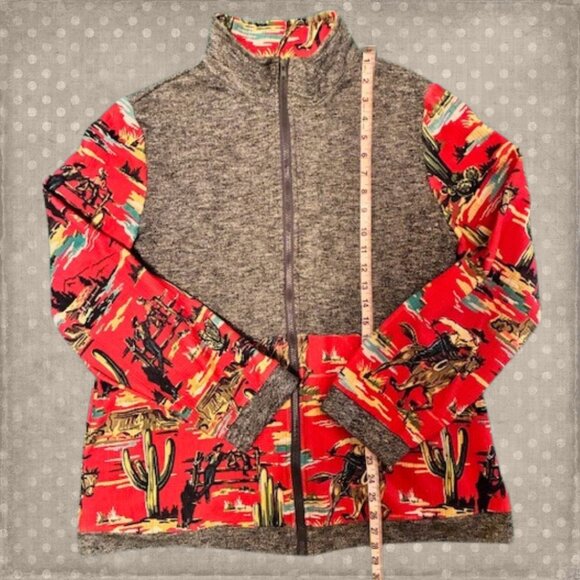 Red Western Women's Zip Up Jacket Plus Size 1X - Picture 8 of 9